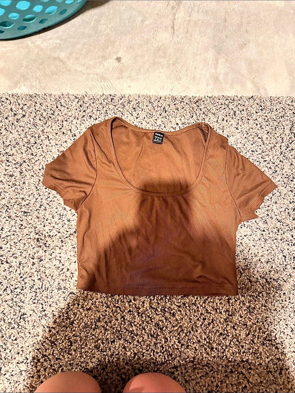 SHEIN Ribbed Crop Top in Brown Size Small Like New